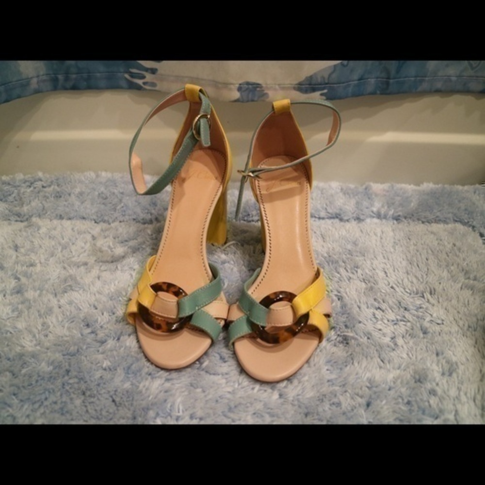 JCrew Stella Heel Colorblock Tortoise Buckle 5.0